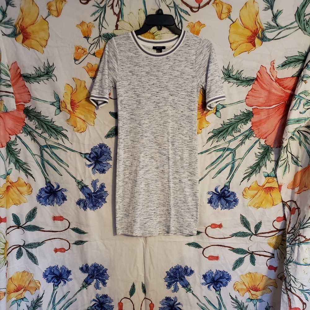 Blue Grey Marled T-shirt Dress